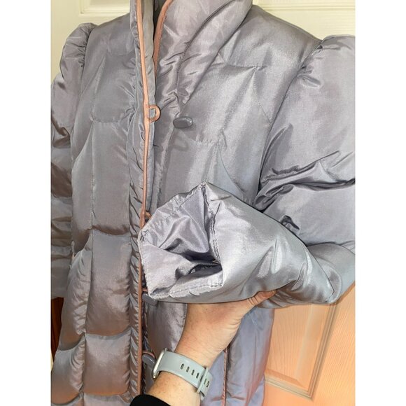 Vintage Sno Down Womens Quilted Full-Length Winter Coat W/ Button-Up Front & Hig - Picture 10 of 11